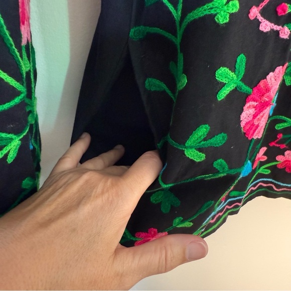 National Vibrant Embroidered Floral Lightweight Button Front Jacket Size Large - Picture 4 of 8